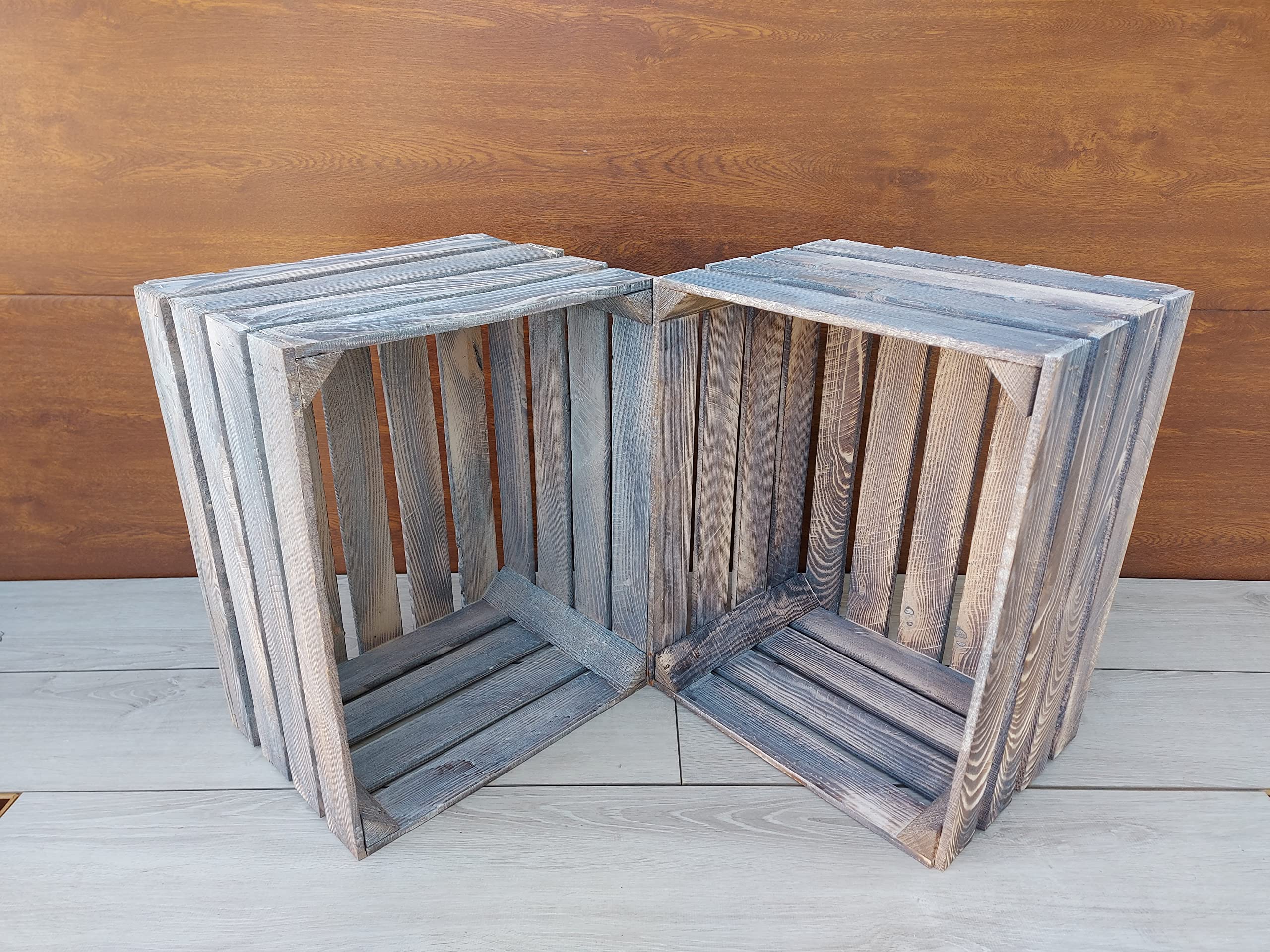 Grigio, Bianca,Nero Cassette Legno- set di Portafrutta, dimensioni 50x40x30 cm - misura media, utilizzabile come contenitore o decorativo, resistente e pulito (Grigio, 3)