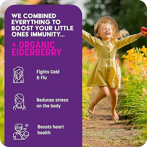 Miniatura 3 de GreenPeach Apoyo inmunológico líquido para niños - Jarabe orgánico de saúco con vitamina C, D, E y zinc  Refuerzo inmunológico para niños pequeños y