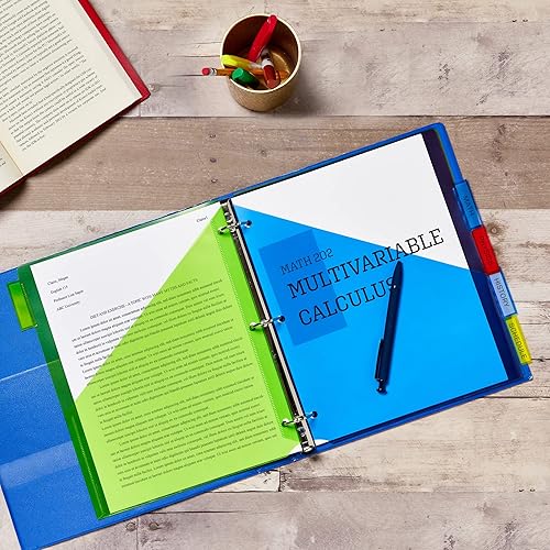 Miniatura 3 de Avery Separadores para carpetas de 3 anillas, juegos de 5 pestañas, separadores de carpeta de plástico de dos bolsillos con pestañas, multicolor, 3