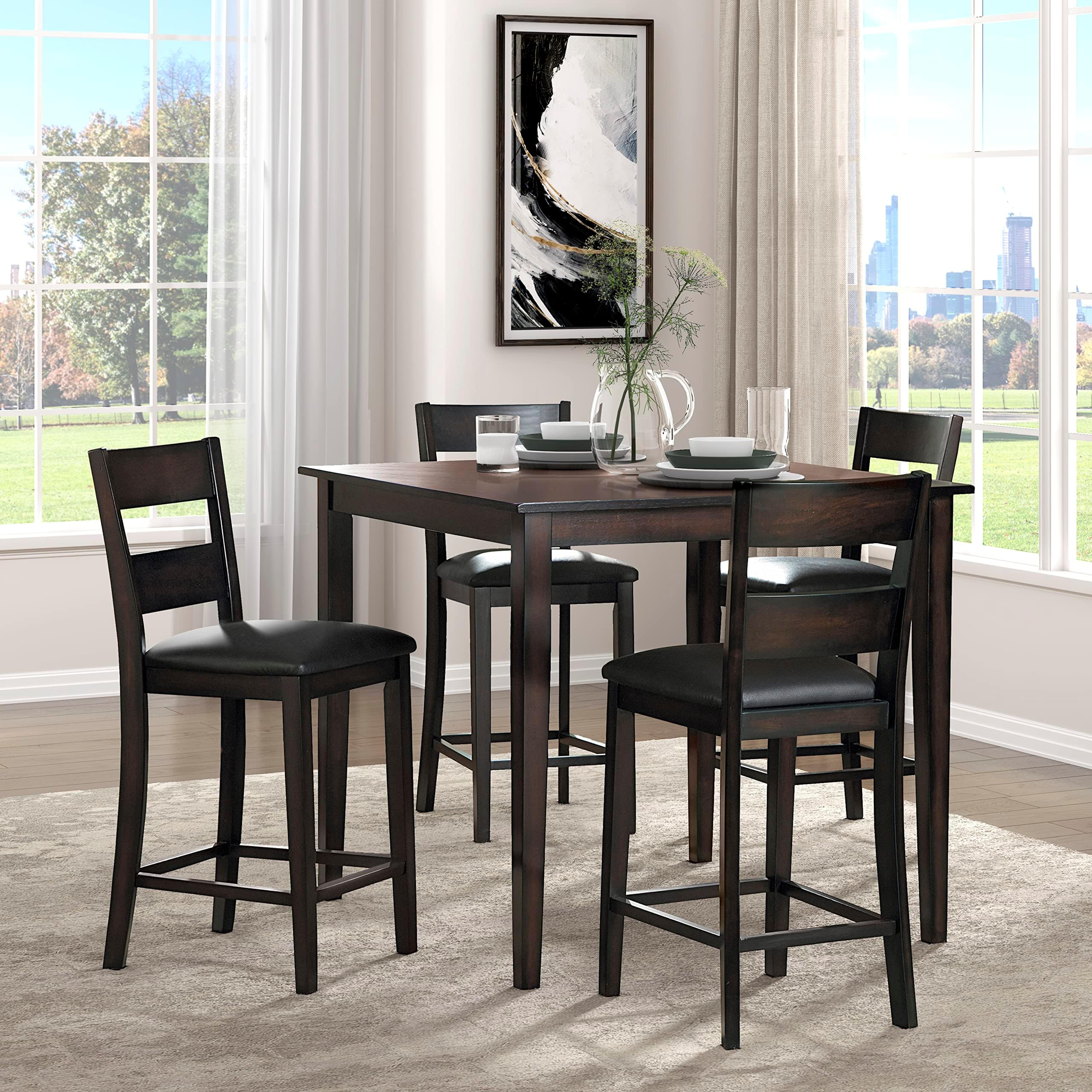 Lexicon Maclan 5Piece Counter Height Dining Set, Espresso