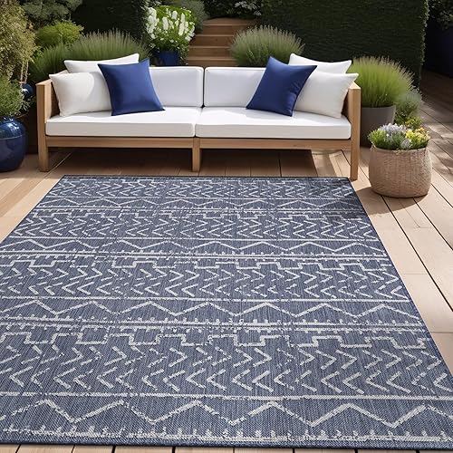 Miniatura 4 de Beverly Rug Waikiki Collection Alfombras para interiores y exteriores, color beige, blanco, azul, gris, gris oscuro, 5 x 8 pies (1.53 x 2.44 m), 6