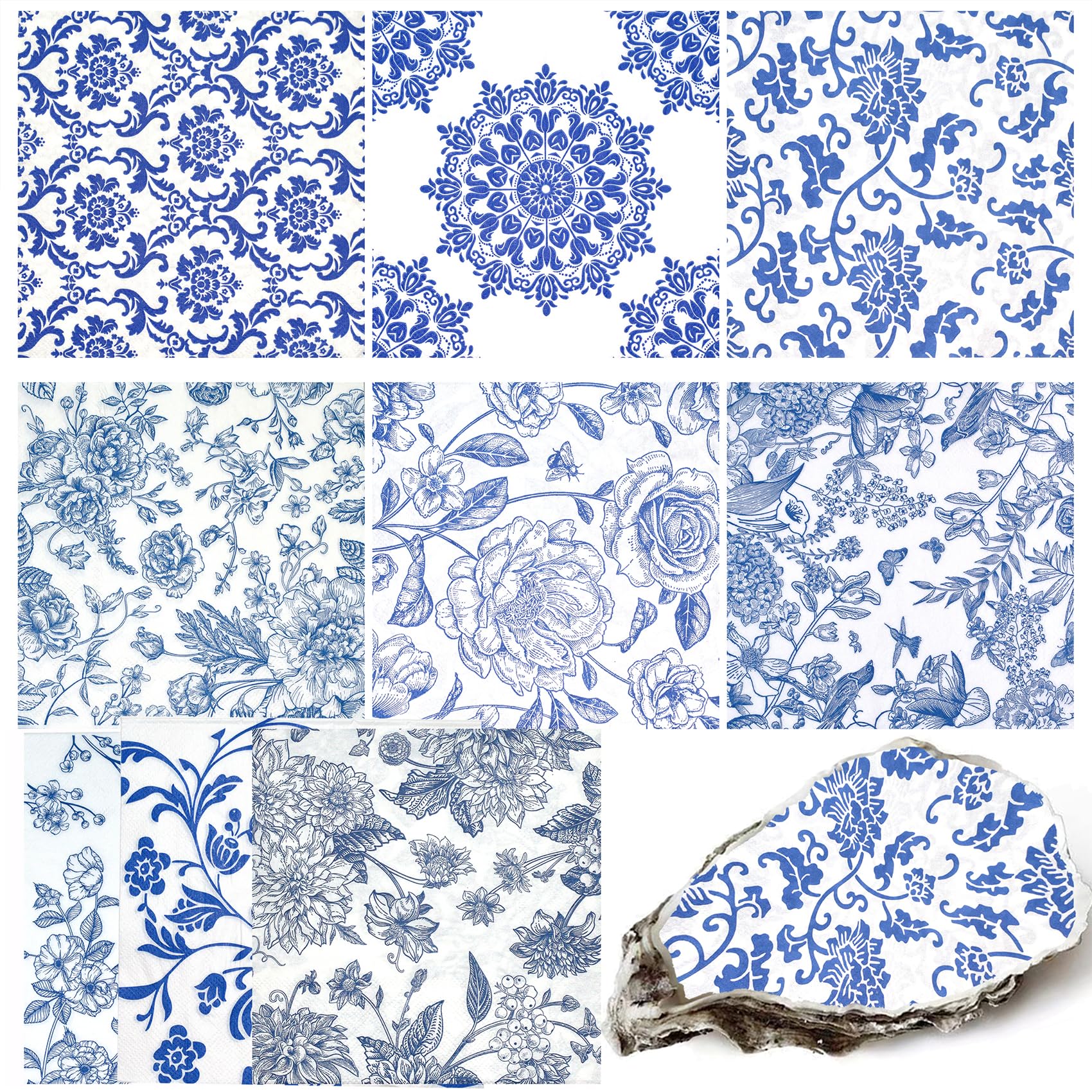 LSYAHCYY Decoupage Napkins Assorted Floral 27 Pack 9 Styles - tableware | Mubboo
