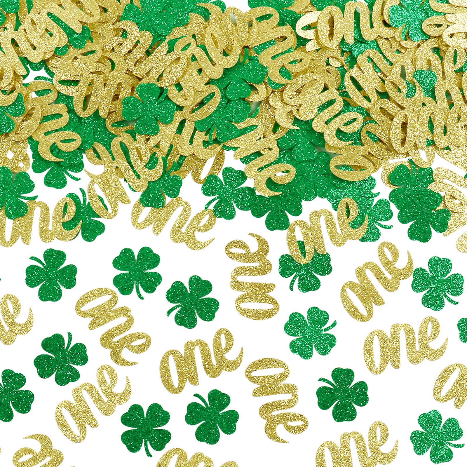 200Pcs St Patricks Day First Birthday Table Confetti - Lucky One 1st Birthday Party Decorations, Lucky One Birthday Table Confetti, Four Leaf Clover 1st Birthday Confetti