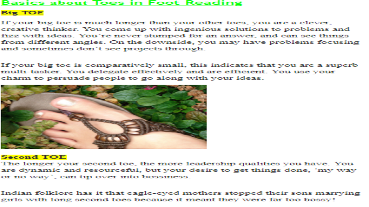 Toe Finger Reading Foot Reading - App on Amazon Appstore