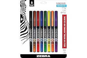Zebra Sarasa Fineliner Pens - Assortment of 8 Bold Colors with Needle...