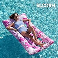 Vista 5 de Sloosh Inflatable Pool Floats Adults - Large Pool Float Tanning Raft with Headrest, Keep Cool Above Water Swimming Pool Floaties Beach Lake Party