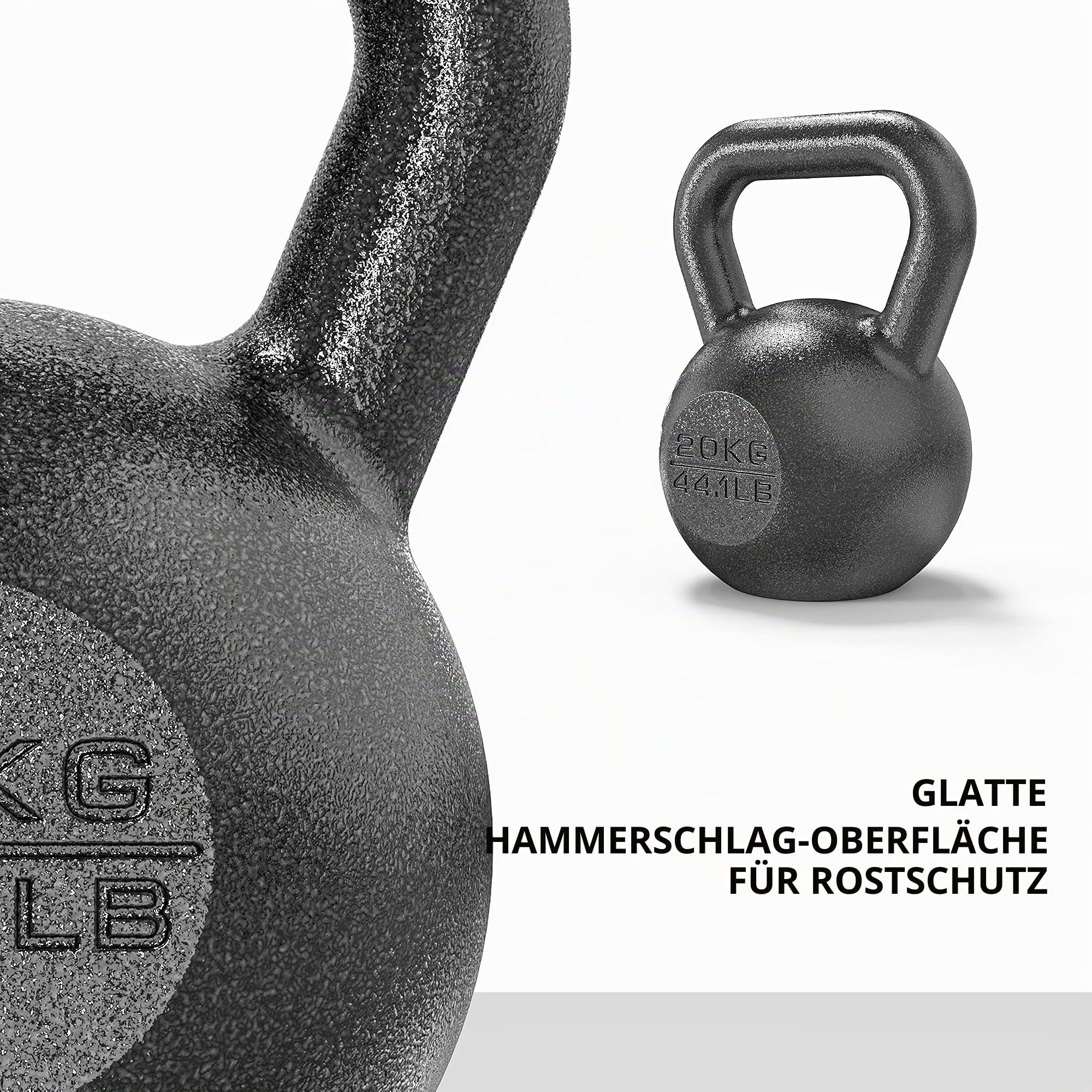 PROIRON Kettlebell Professional Kugelhantel aus Gusseisen, 20kg Gewichten Guss Schwunghantel Kugelgewicht Krafttraining - Schwarz Kettlebells