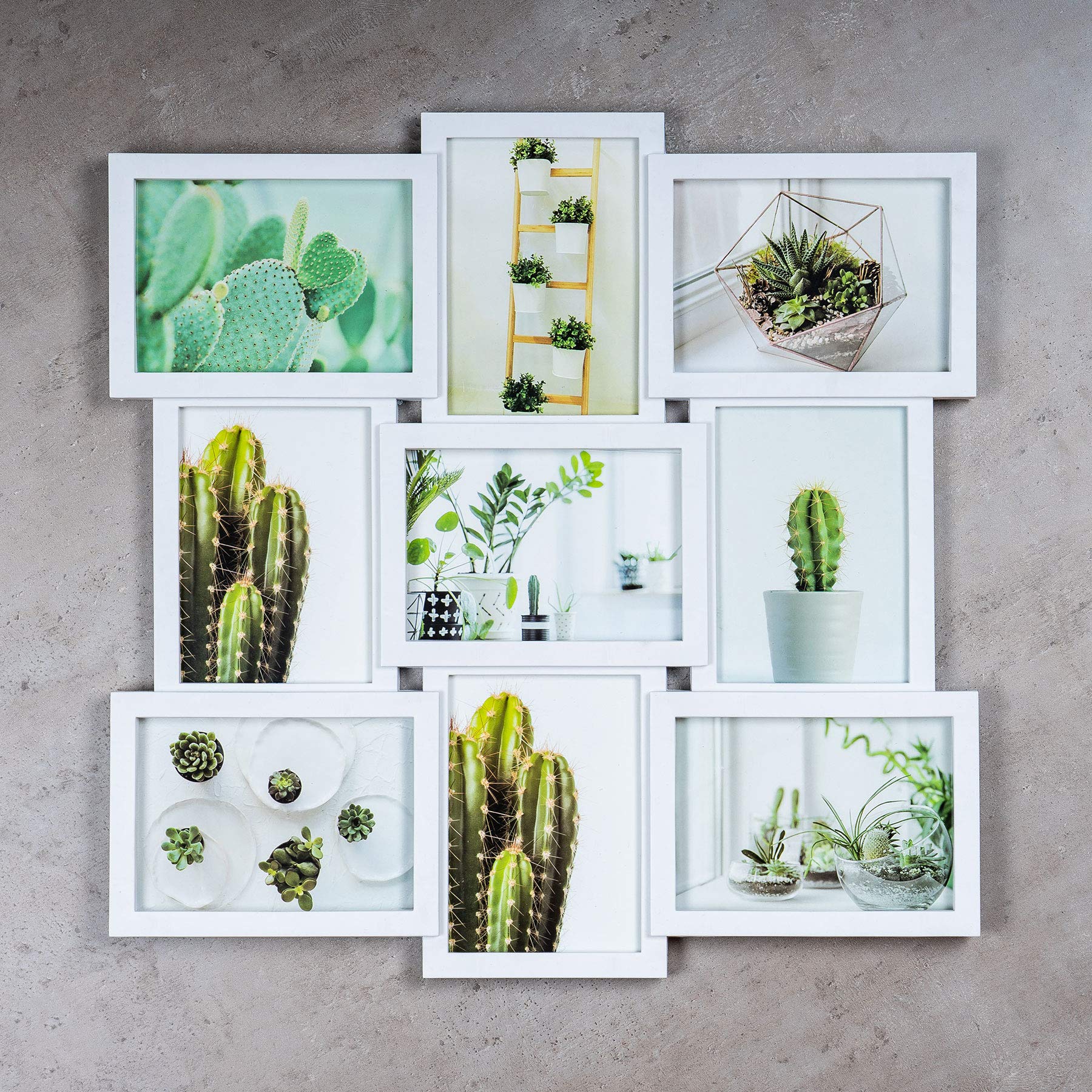 levandeo Fotolijst collage 52x52cm 9 foto's 13x18 eiken MDF hout glasplaat voorgemonteerd glasplaat wanddecoratie deco