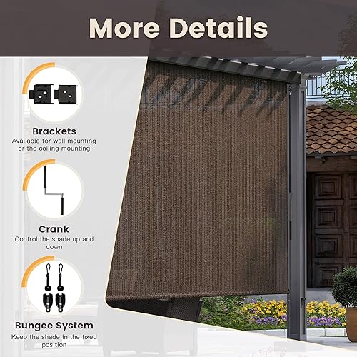 Miniatura 3 de VICLLAX - Persianas enrollables de alta calidad para exteriores, persianas sin cordón para porche con cenefa de aluminio (8 pies de ancho x 8 pies