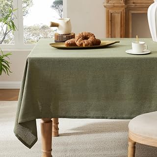 Farmhouse Linen Rectangular Tablecloth, Olive 60x84 Inch