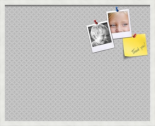 Miniatura 298 de PinPix Tablero de anuncios de corcho de 12 x 12 pulgadas. Este tablero decorativo enmarcado viene con diseño de círculos B W y un marco blanco