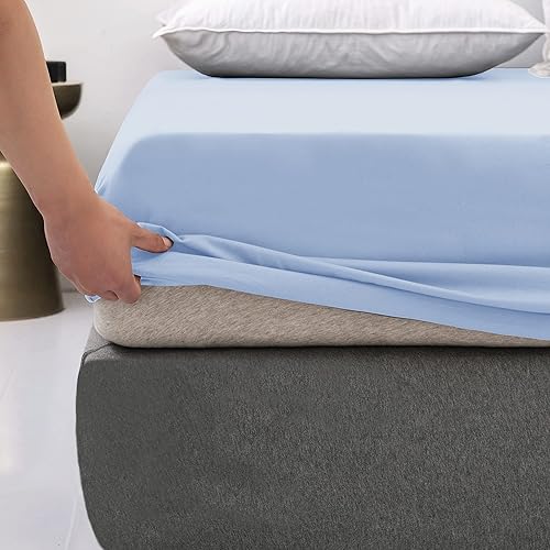 Miniatura 9 de American Linen Juego de sábanas de algodón egipcio de peso pesado de 1000 hilos, sábanas de 4 piezas, bolsillo profundo de 10 pulgadas, color gris