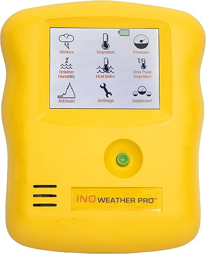 INO Weather Pro - Estación meteorológica portátil con detección de rayos, 7 funciones meteorológicas totales, incluyendo detector de rayos, detector
