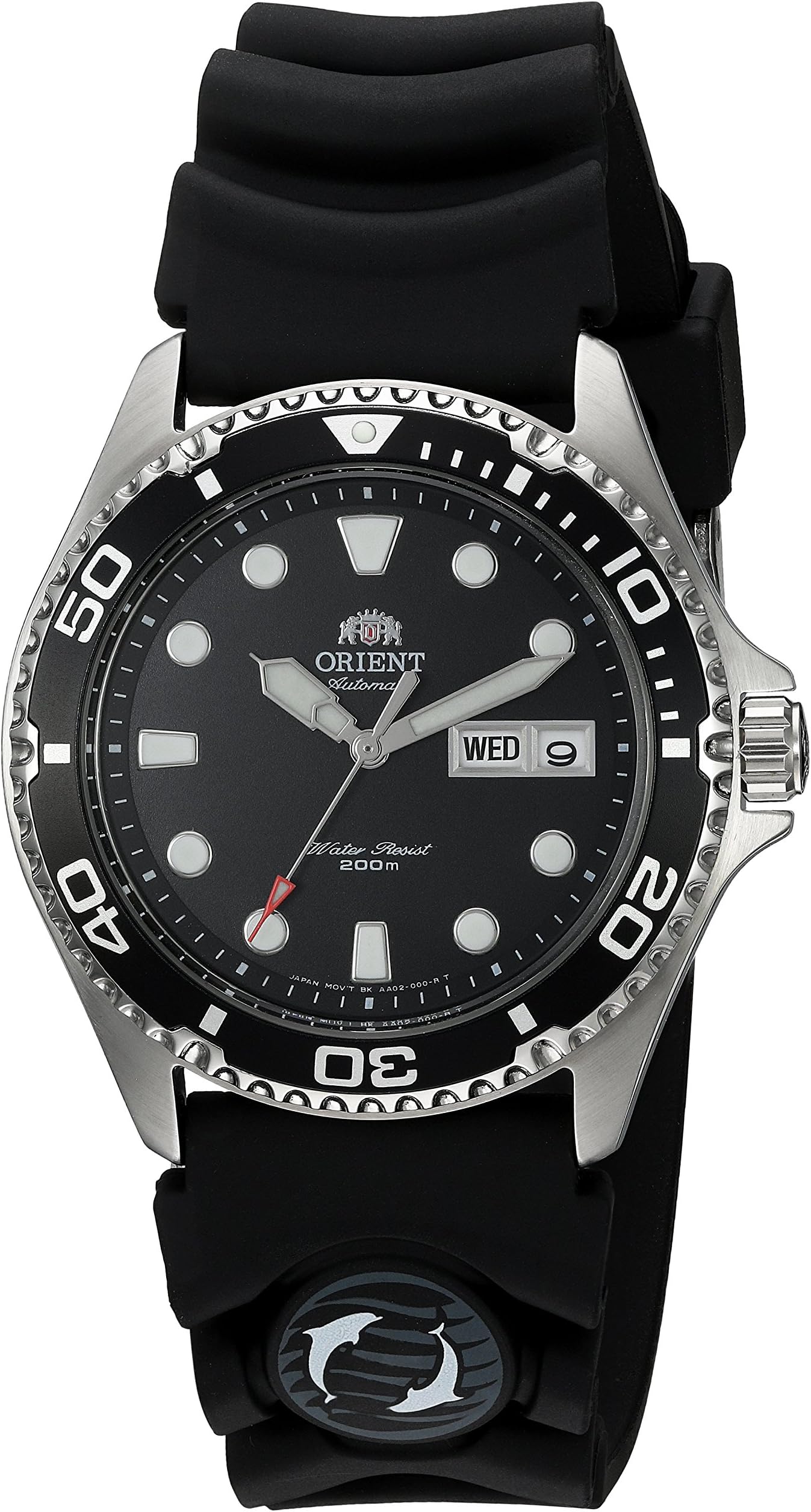 Orient Men's 'Ray II Rubber' Japanese Automatic Stainless Steel Diving Watch, Color:Silver-Toned (Model: FAA02007B9), Silver-Tone, M, Diving Watch