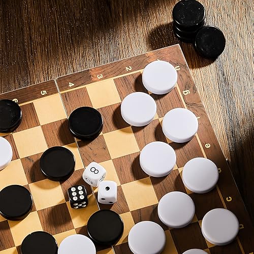 Miniatura 7 de 30 piezas de backgammon - Damas de repuesto de 1.25 pulgadas, piezas de juego de mesa con 5 dados y bolsa de almacenamiento con cordón para damas