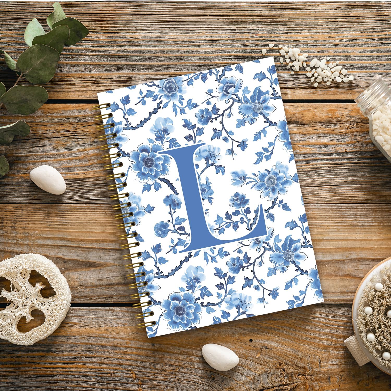 Blue Initial L Custom Notebook Journal, Journal for Teen Girls, Personalized Teen Girl Gifts, Monogrammed Gifts for Women Teen Girls, Custom Journal, College Ruled Spiral Notebook 5.5 x 8.3 - Image 4
