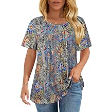 Womens T Shirts Short Sleeve Tops Casual Summer Flowy Scooped Neck Blouses