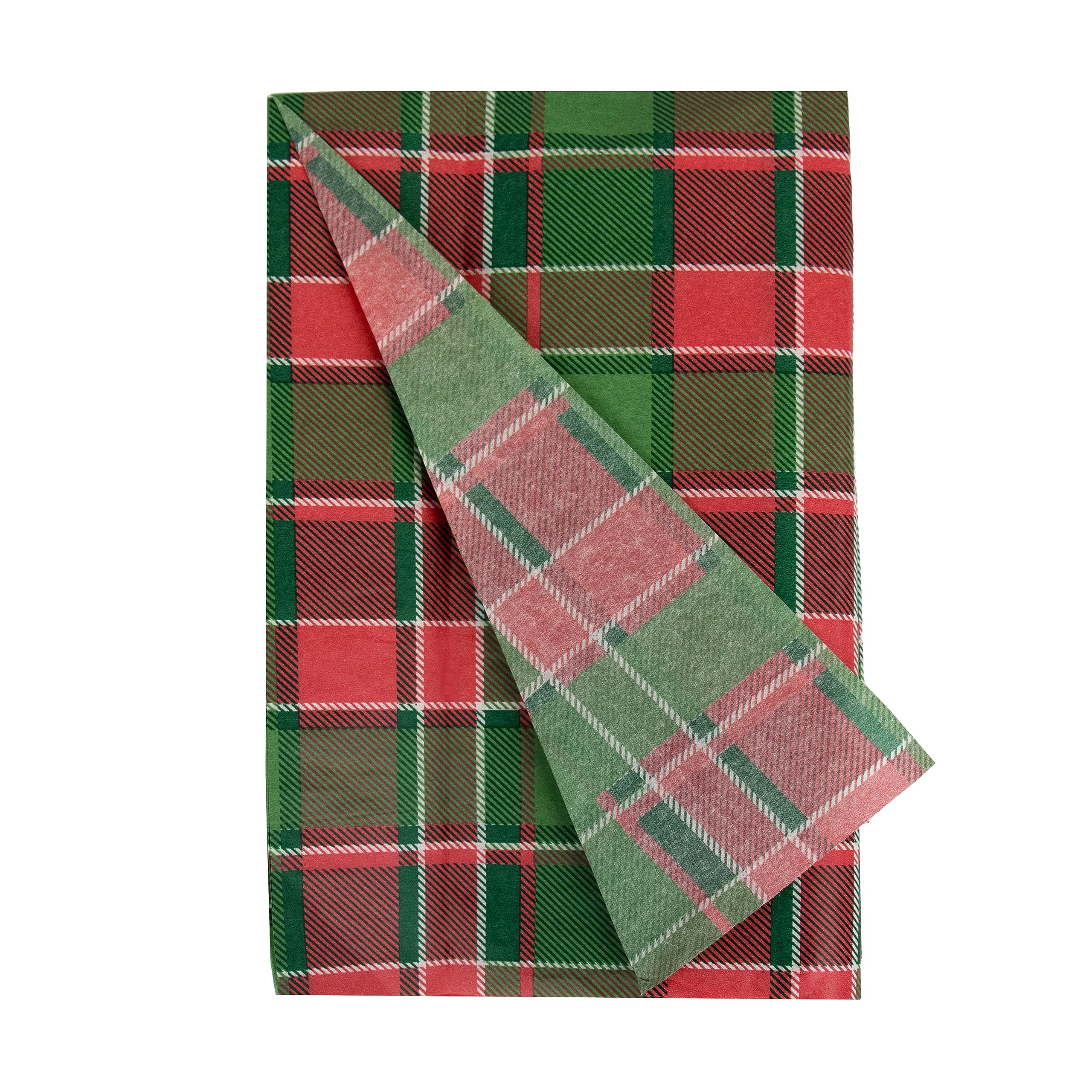 Talking Tables 4 x Green and Red Tartan Tissue Paper Sheets for Xmas Presents | Festive Wrapping, Widely Recycled | 70cm x 50cm, TARTANPAPER