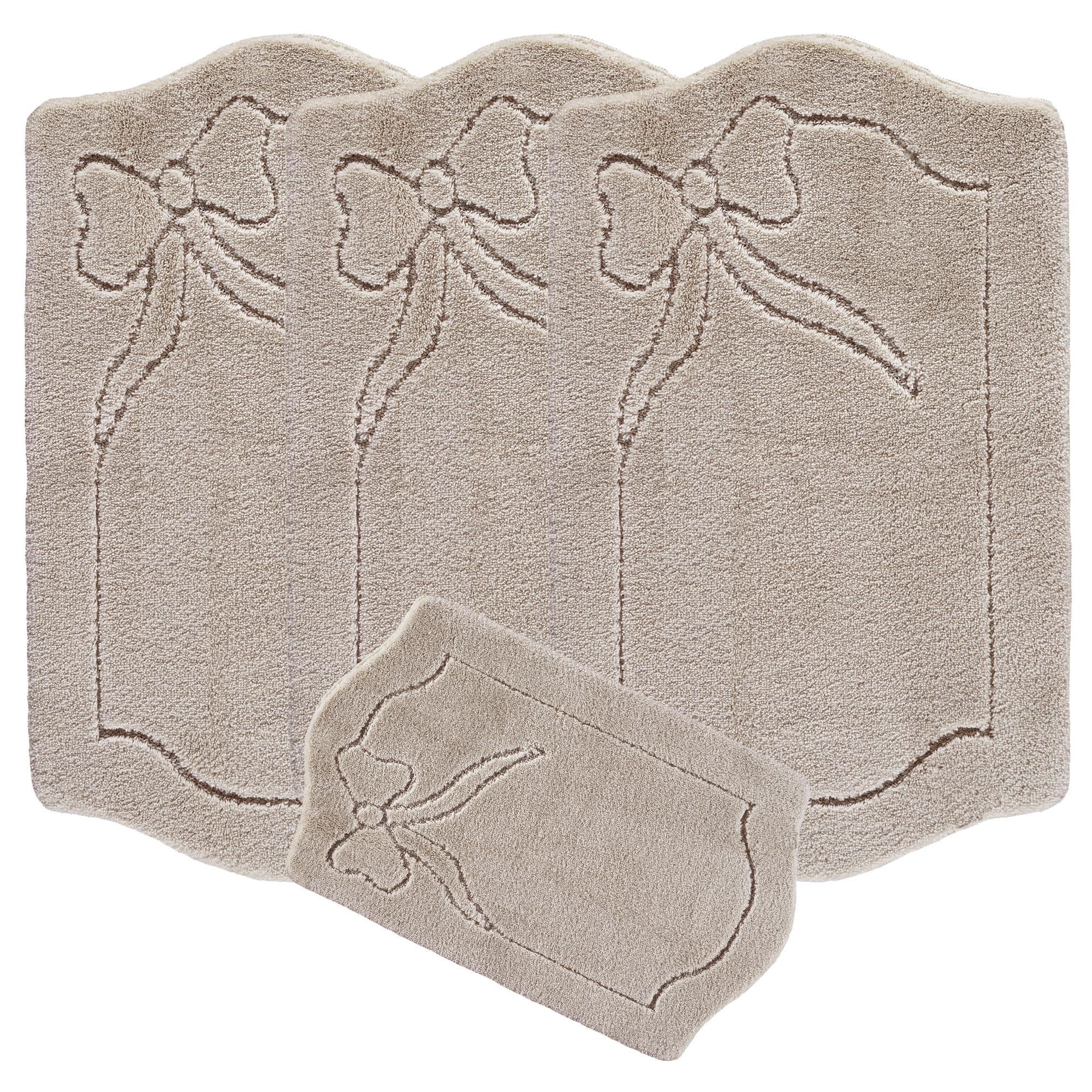 emmahome ROMANY GYPSY WASHABLE 4PCS MAT/RUG SET, CARAVAN/MOBILE HOME TOURER SIZES, 67X120CM, LEAFY Smart (Beige)