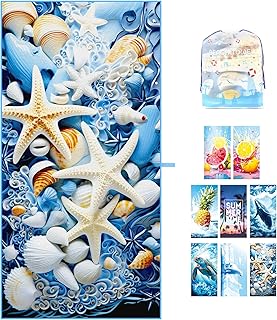 Strandtuch 180 * 90cm Strandhandtuch Mikrofaser Badetuch Groß, Mikrofaser Strandhandtücher Handtuch Beach Towel XXL für Schwimmen, Strand, Reisen, Sandabweisend (Seesterne)
