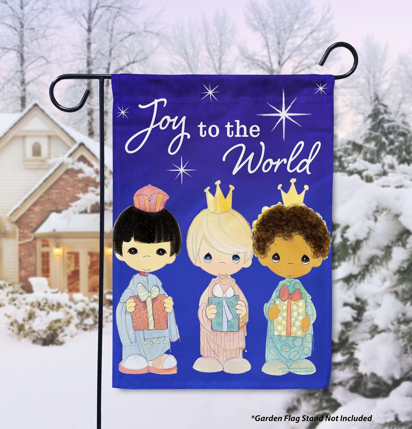 Flagology, Precious Moments Joy to the World Wise Men – Garden Flag 12" x 18", Outdoor Flag, Exclusive Premium Fabric, Licensed Precious Moments, Christmas