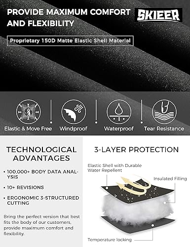 Miniatura 4 de Skieer Chaqueta de esquí impermeable para hombre, abrigo de nieve a prueba de viento, chaqueta de snowboard cálida, Nieve