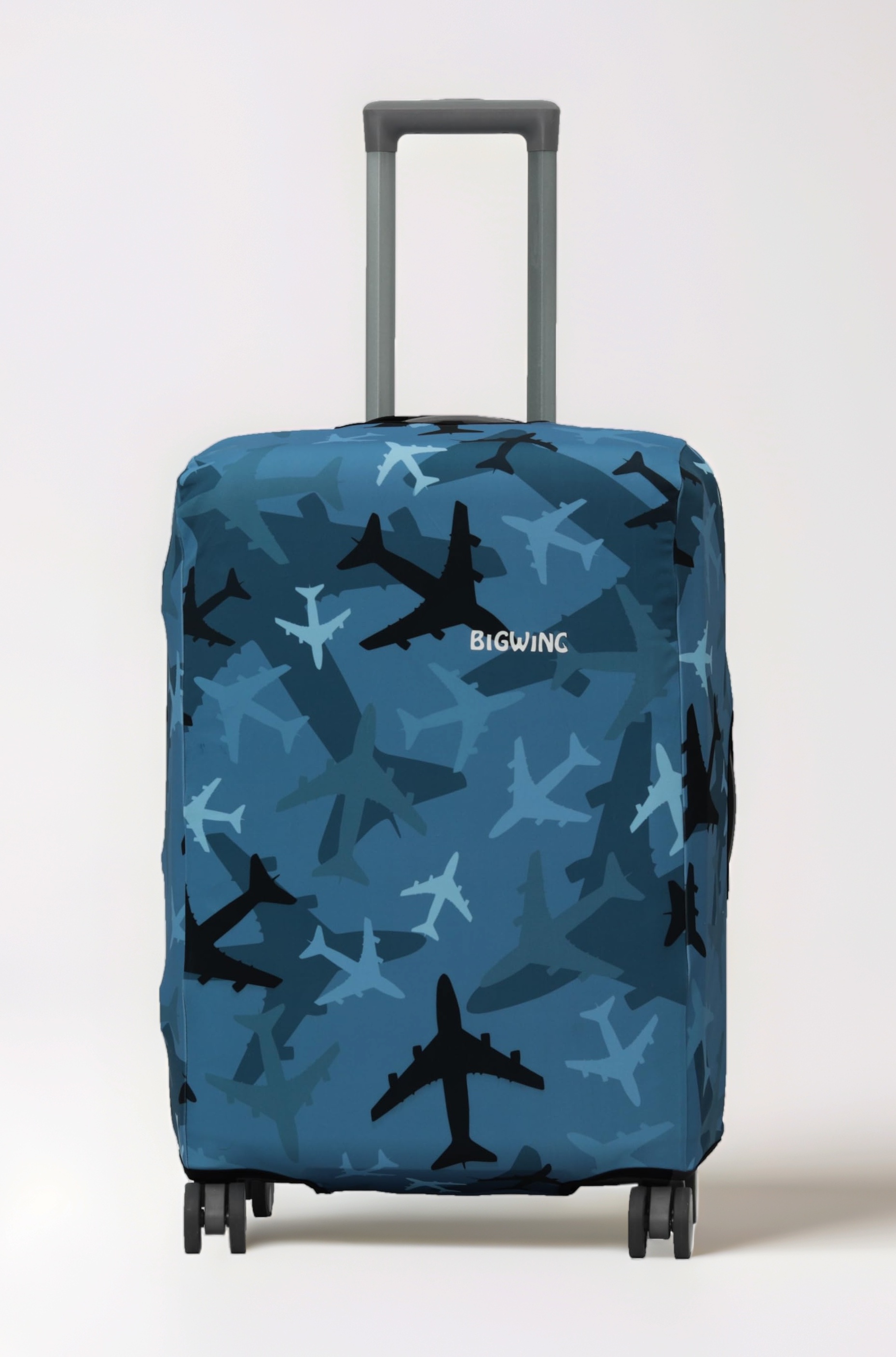 Protective Cover in Polyester Fabric with Plane Print for | 24' Inch 65 cm Medium Size | Hard Luggage Trolley Bag Cover (Fits Only On Fiber/Plastic Trolley Bag)
