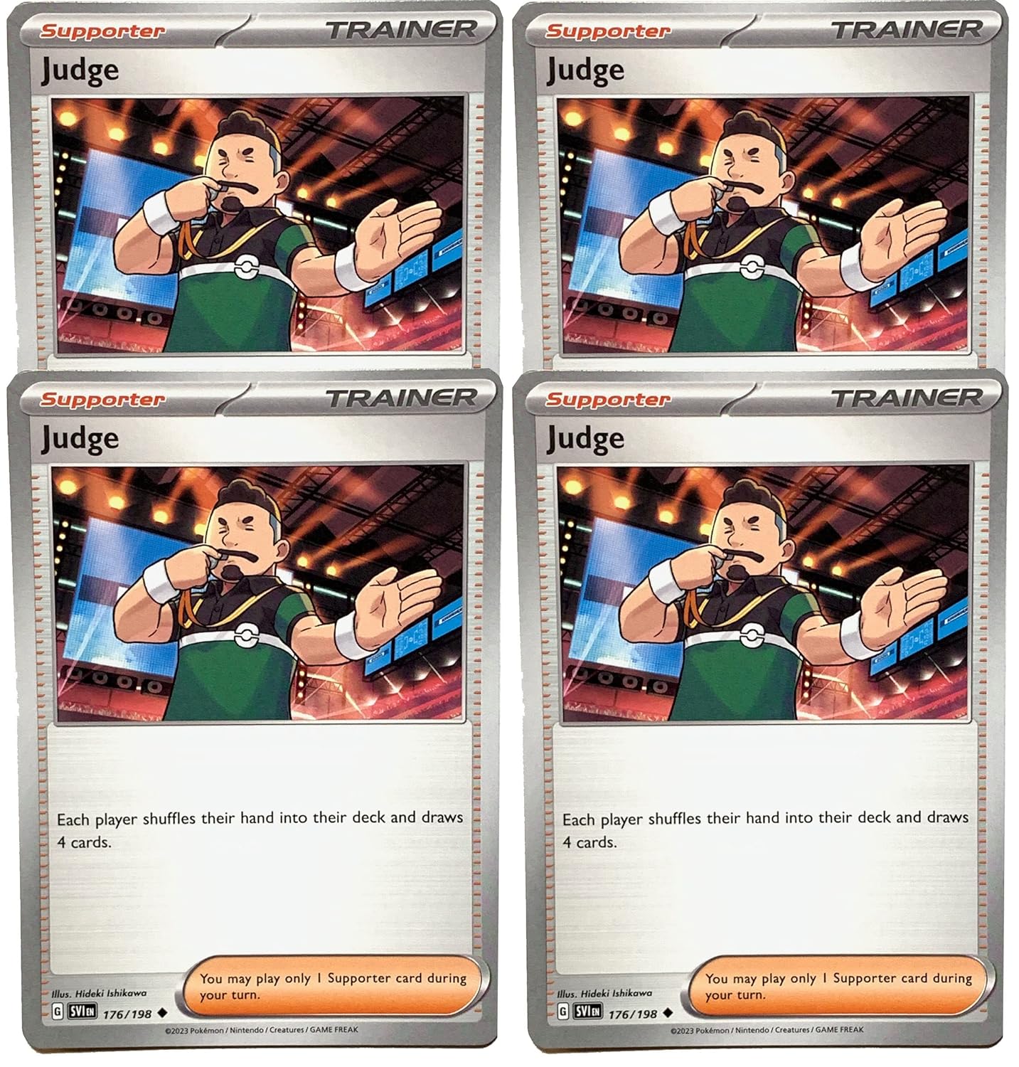 Judge 176 198 - Scarlet Violet - Pokemon Trainer x4 Card Set - Playset 4X