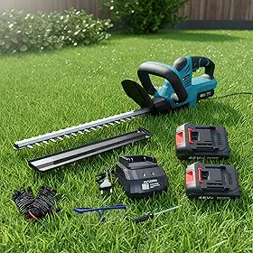 Led Tools Aparador de Cerca Viva a Bateria 48V Intercambível Profissional Azul e Preto