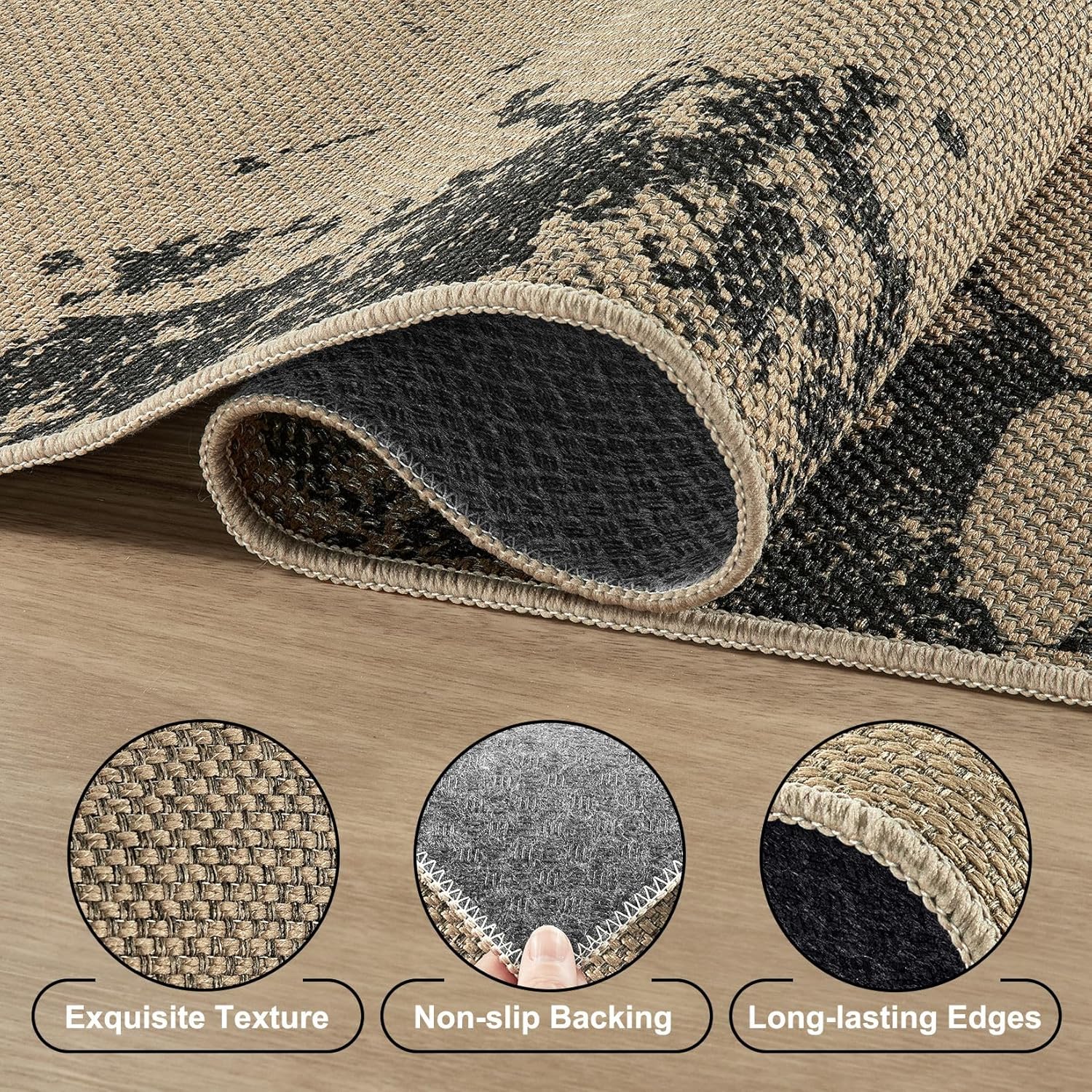 UERMEI 2x6 Kitchen Runner Rugs for Hallway, Washable Farmhouse Non Slip Outdoor Runners Rug for Bedroom Porch Laundry Bathroom Modern Brown