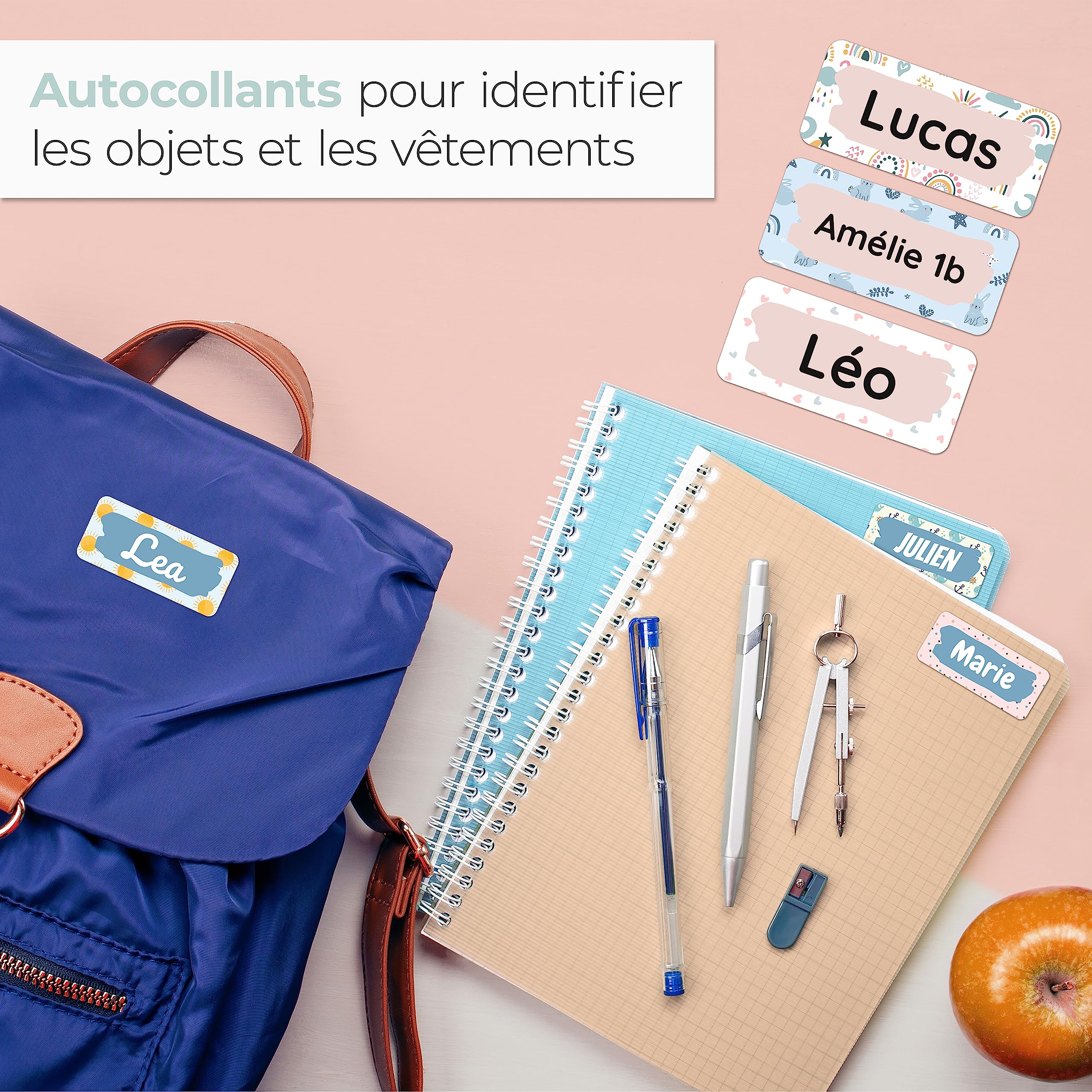 50 Étiquettes Autocollantes Personnalisables Pour Vêtements - Résistantes Au Lavage (Cœurs) - Sans Repassage