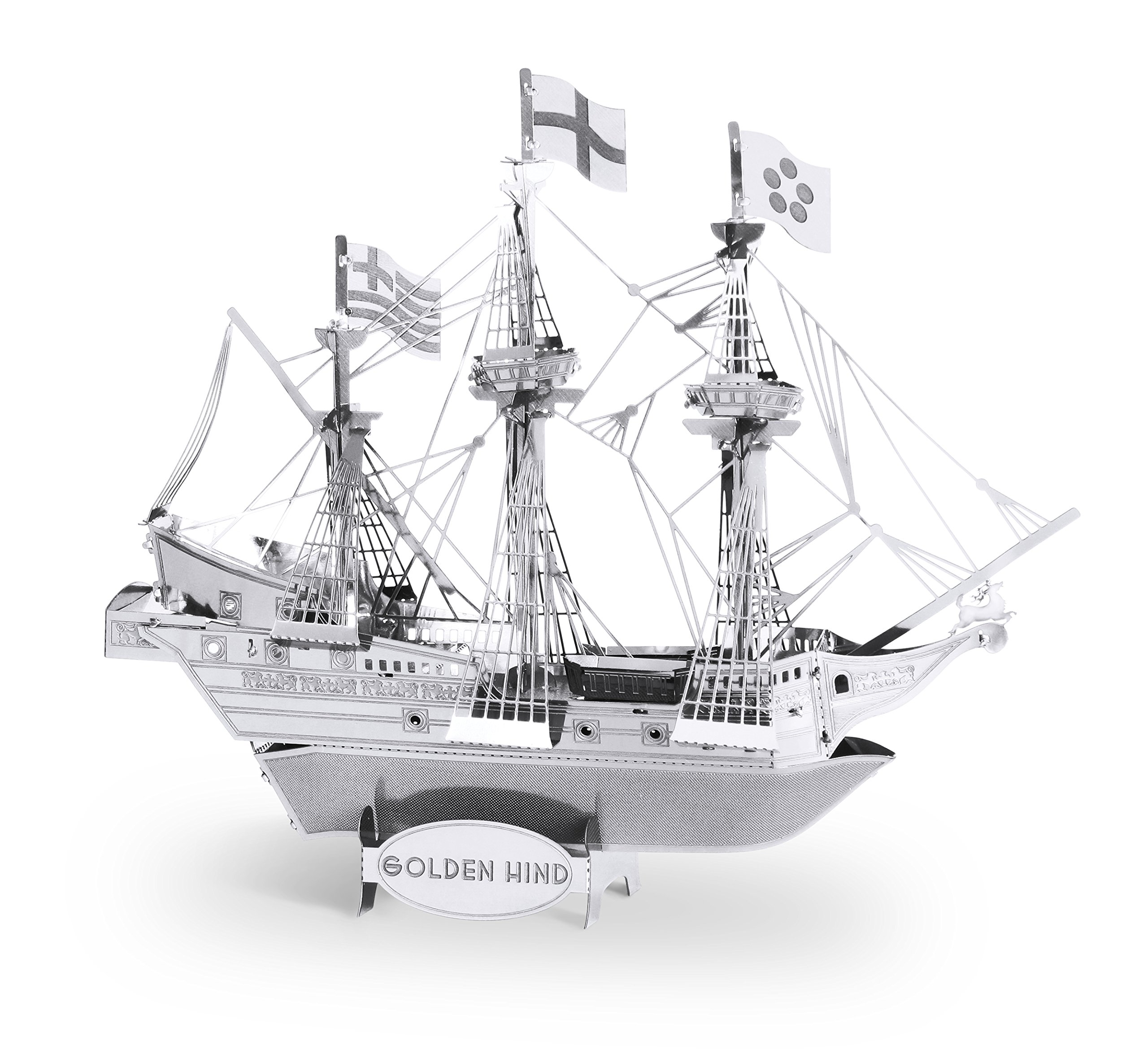 Metal Earth 3D Laser Cut Steel Models - Black Pearl Ship and Golden Hind Ship Set of 2 - Image 3