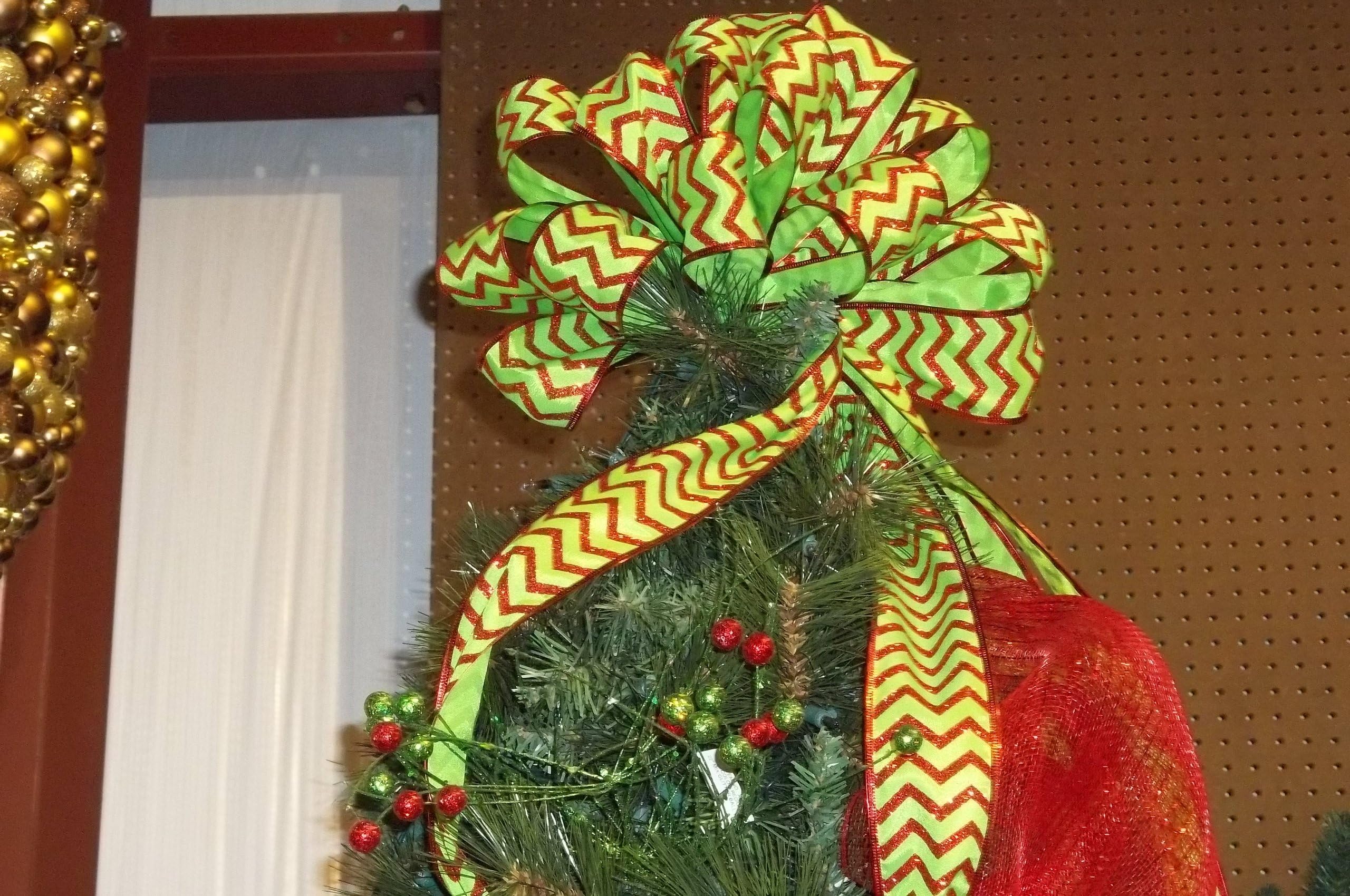 Lime Green and Red Chevron Ribbon