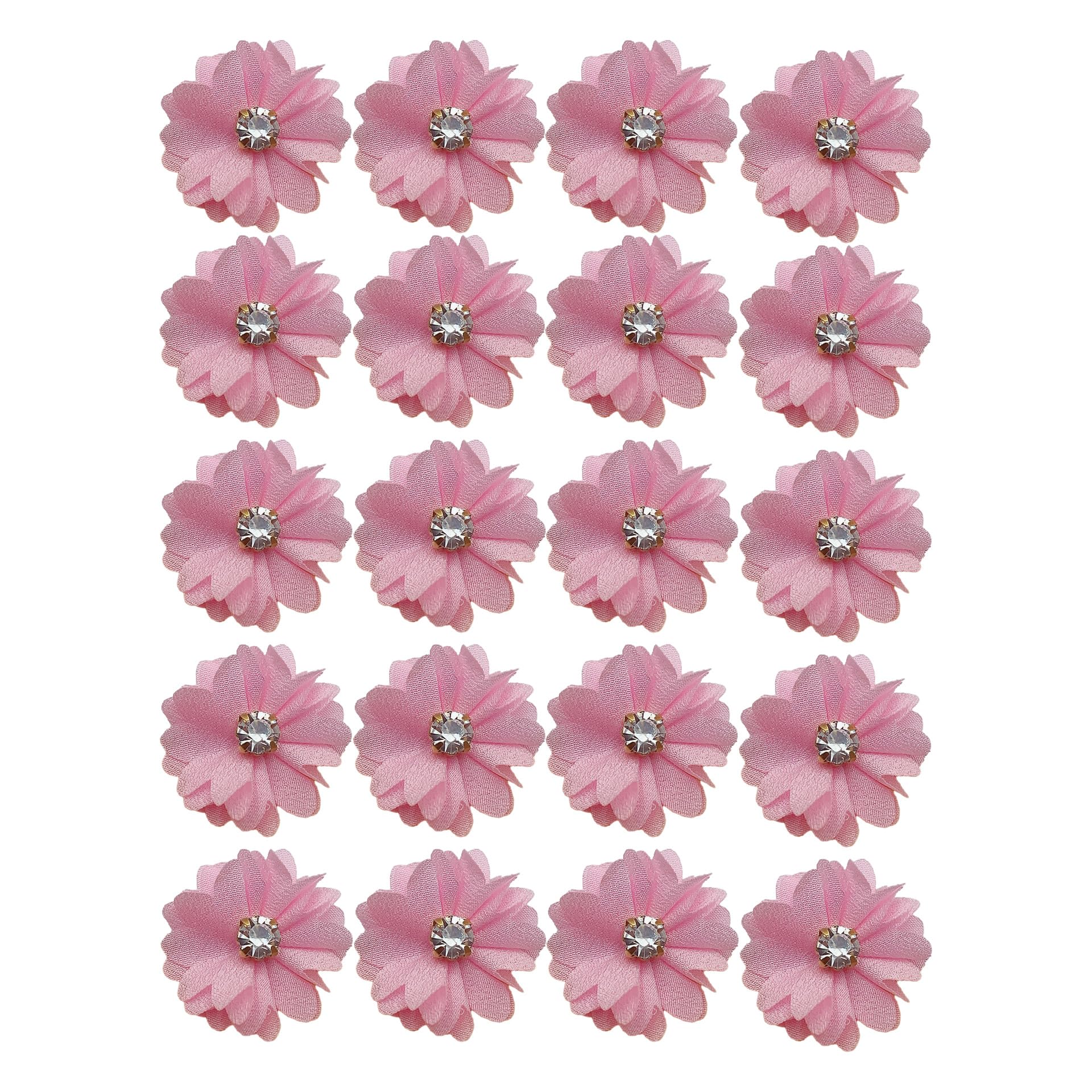 Fleurs en mousseline de soie et strass raffines pour haute couture lot de 40