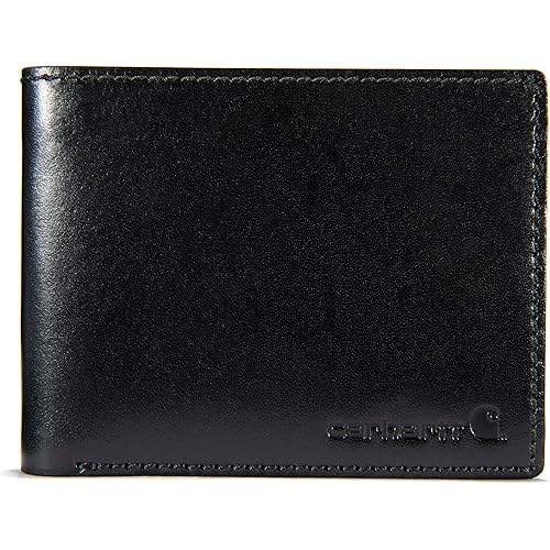 Carhartt Men's Billfold and Passcase Wallets, Durable Bifold Wallets, Available in Leather and Canvas Styles