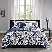 Vista 1 de Madison Park Vienna - Colcha reversible de algodón, diseño de costuras de lujo, para todas las estaciones, colcha transpirable, fundas de almohada