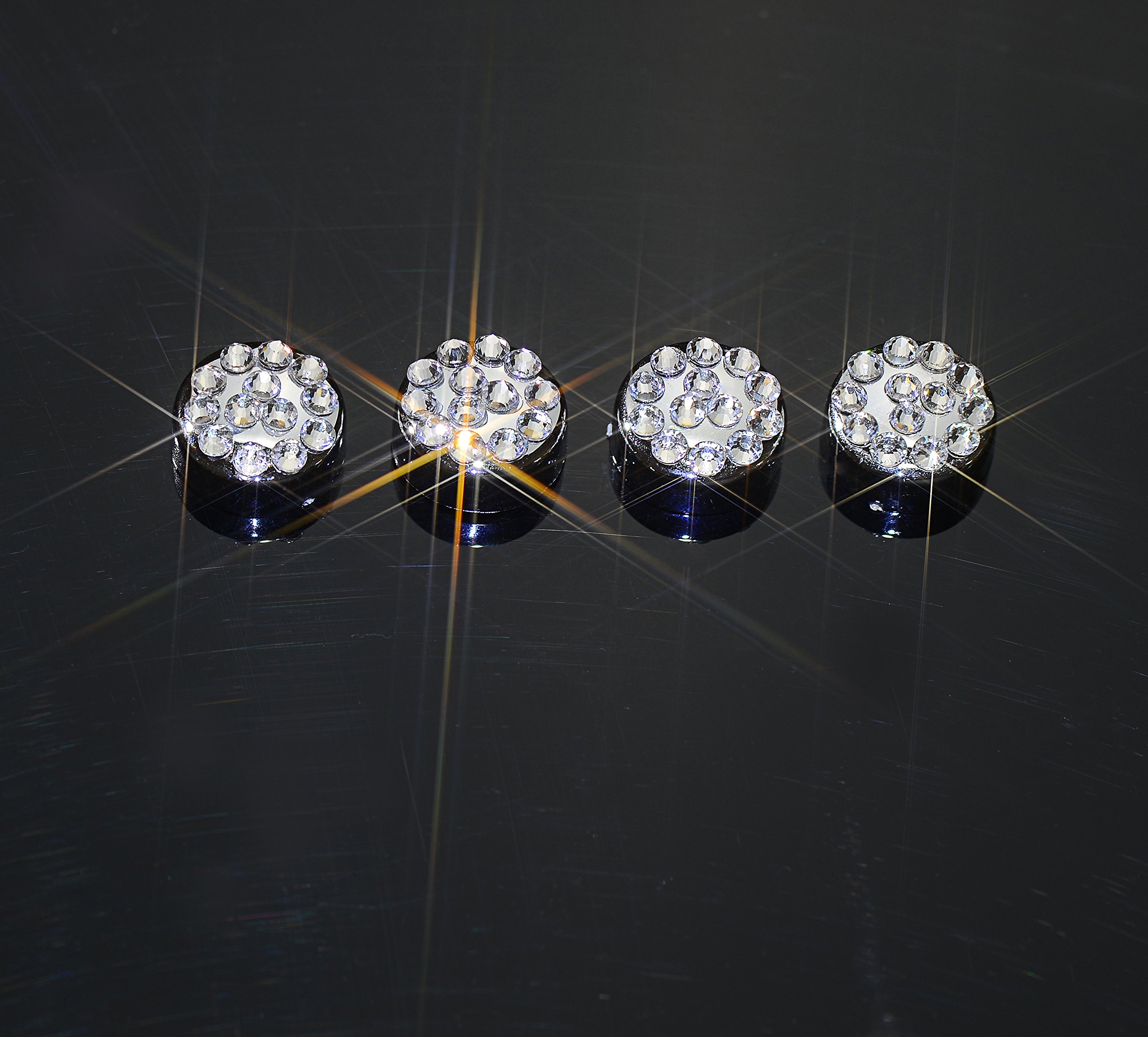 White Bling License Plate Frame Screw Caps 14 Facets SS20 Clear AB Rhinestone Crystal