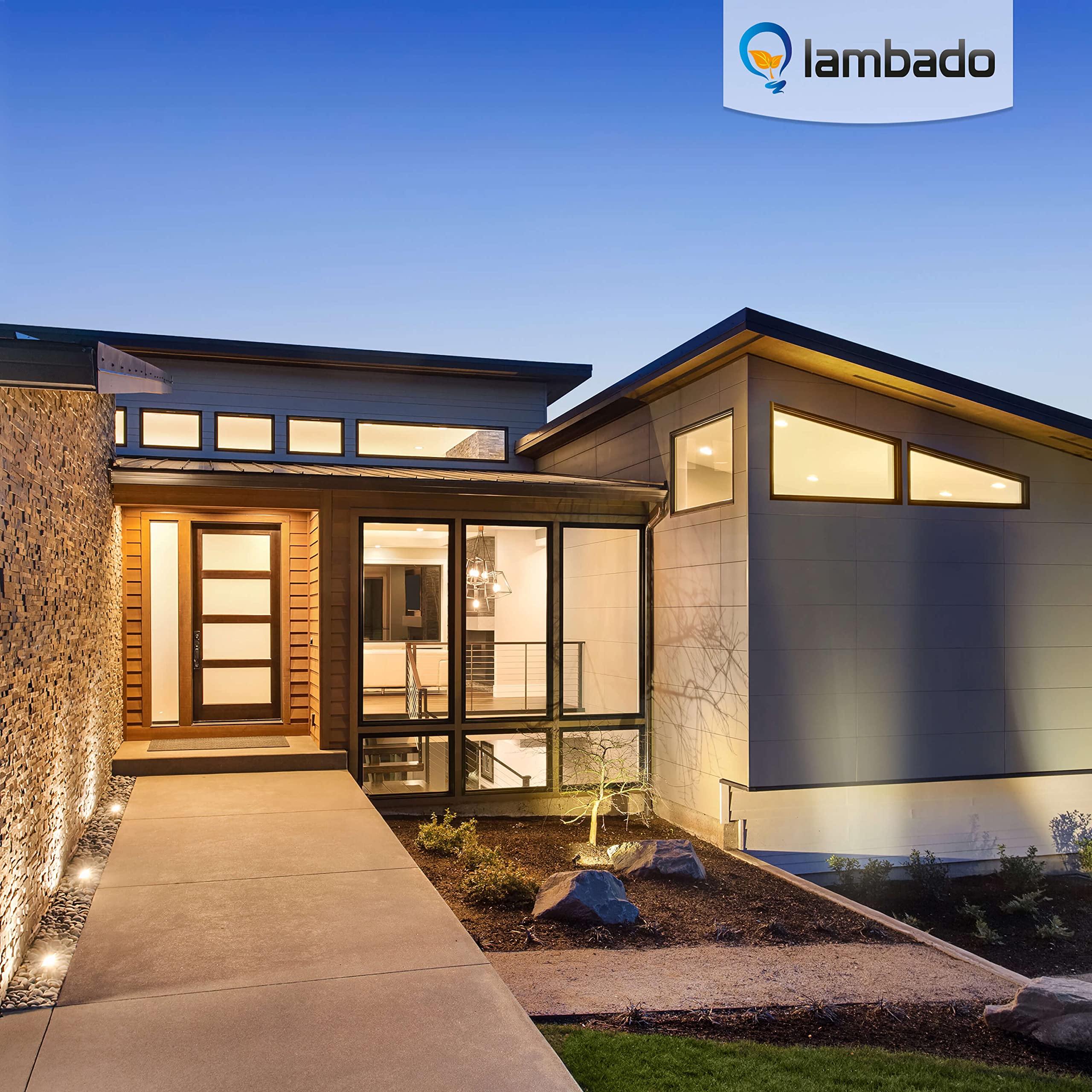 lambado® LED Bodeneinbaustrahler für Aussen IP67 - Wasserdicht & Befahrbar inkl. 5W 230V GU10 Strahler warmweiss - Bodenstrahler/Bodenleuchte Eckig aus Edelstahl für Terrasse & Garten