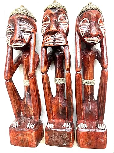 OMA See Speak Hear No Evil Lucky African Tiki God Statues Figurines de madera hecha a mano africana decoración del hogar Regalo Figuras de arte