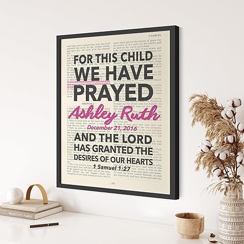Miniatura 7 de Custom Vintage Bible Verse Page Personalized - For This Child I Have Prayed, 1 Samuel 1:27 Christian Art Print, Unframed, Christian Wall and Home
