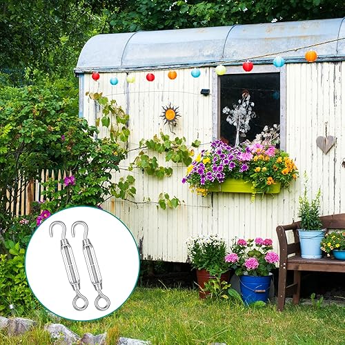 Miniatura 7 de 48 piezas de gancho y ojo de acero inoxidable tensor para cables de 0.157 in tensión de cuerda de alambre para bricolaje, cadena de luz, alambre