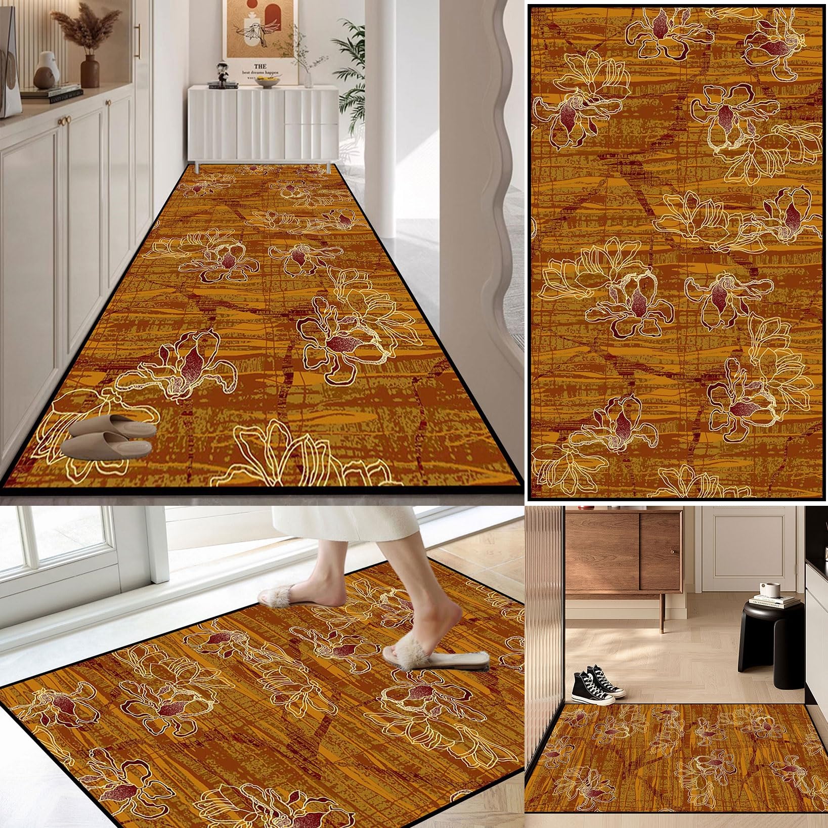 Dywanik Dywanowy 100 x 190 cm Gumowy Spód Długi Dywanik Kuchenny Do Przedpokoju Kuchnia Przedpokój Pralnia, Zmywalny, B