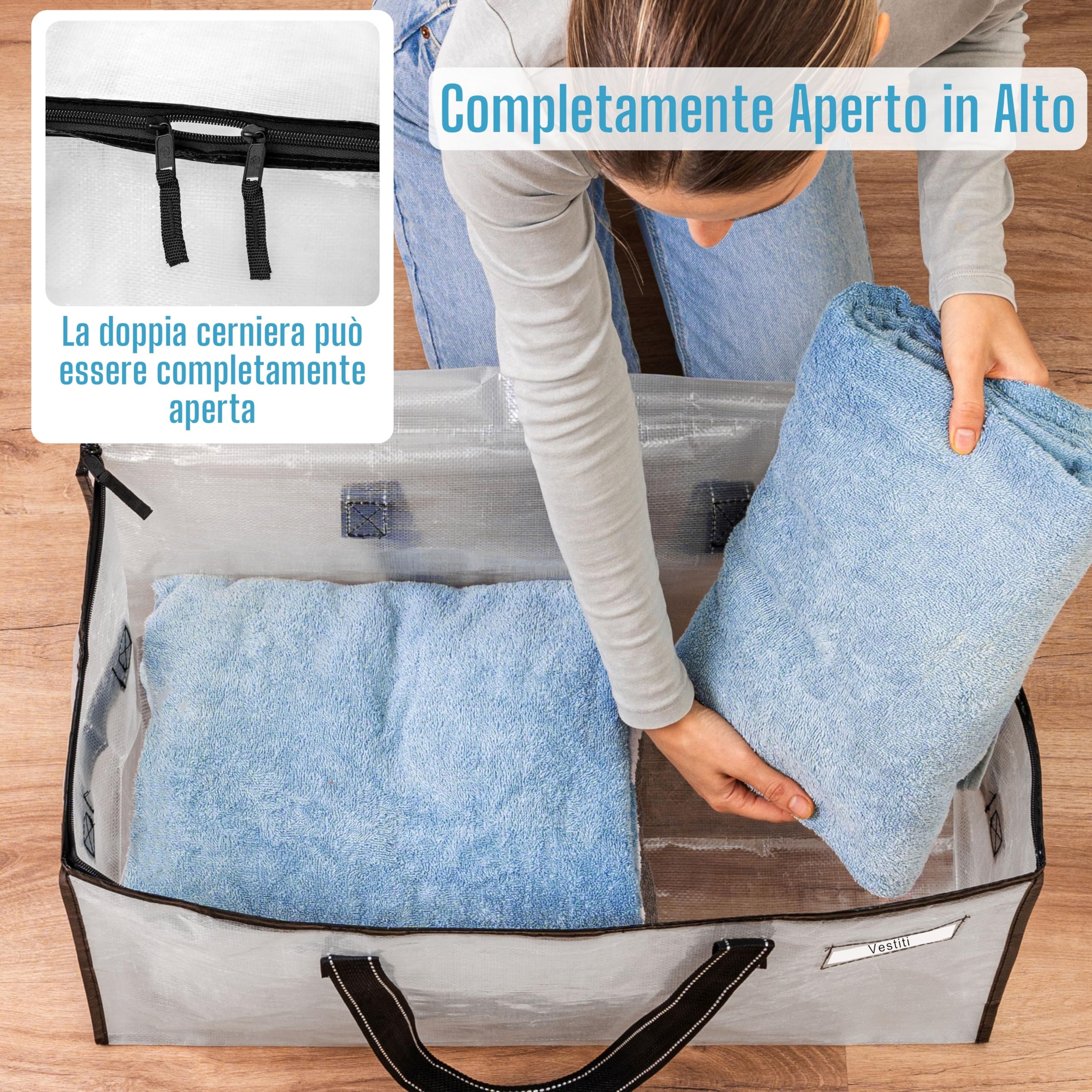 Set Di 4 Borse Trasloco 90L – Impermeabili Con Manici Rinforzati Per Vestiti E Biancheria