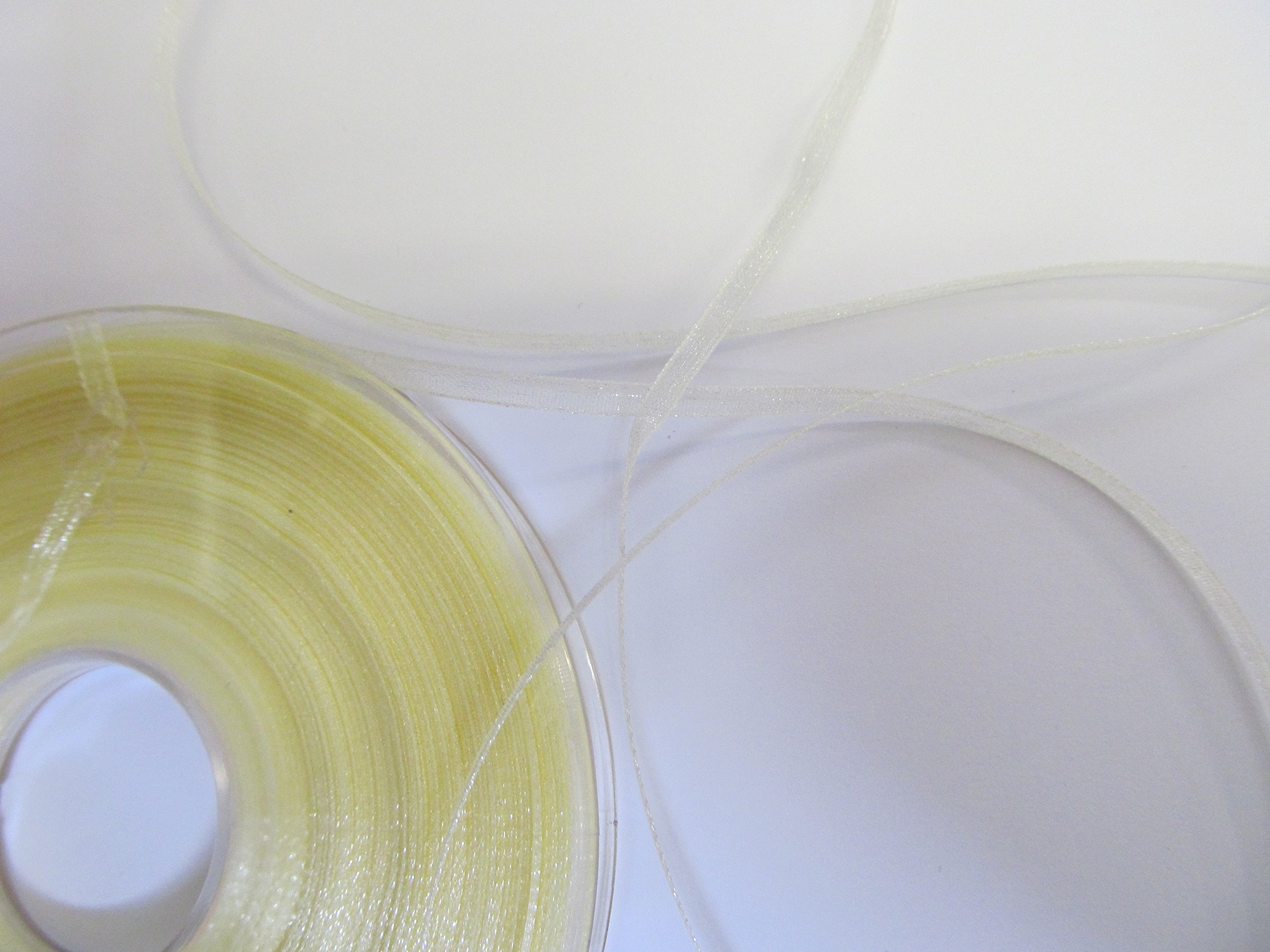 Organza Ribbon Lemon Sheer - 25 Metre Rolls - 7Mm