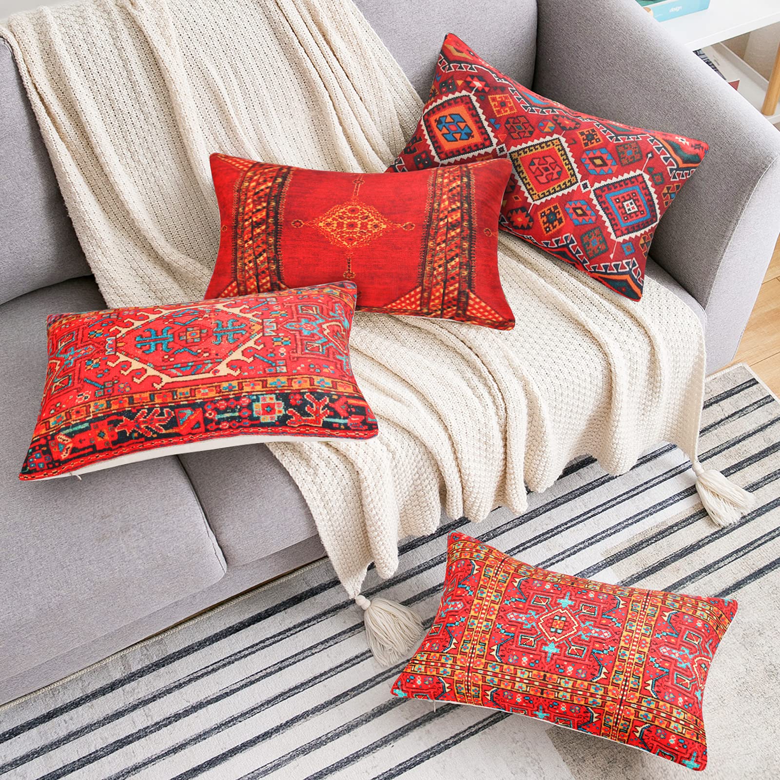 Artoid Mode Citrouilles Oranges Eucalyptus Housses De Coussin D'automne Lot De 2, Du00e9coration Saisonniu00e8re Pour Le Salon 30 X 50 Cm