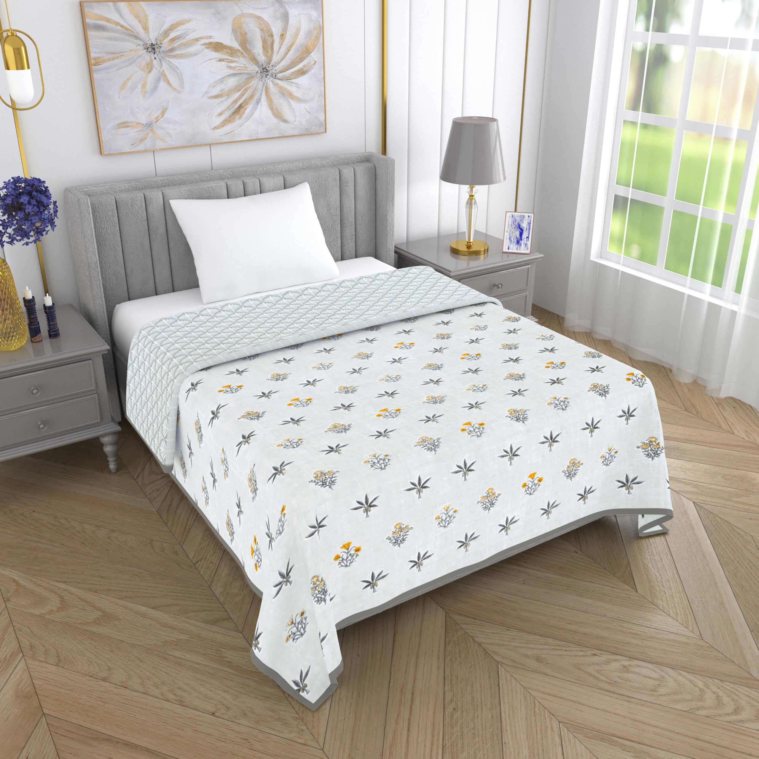 Mafatlal Sparsh Collection Single Bed Dohar, 100% Cambric Cotton Material, Smooth & Skin-Friendly AC Blanket, Reversible Design for Dual-Season Use, 150 GSM, 152 x 228 cm-picture-31