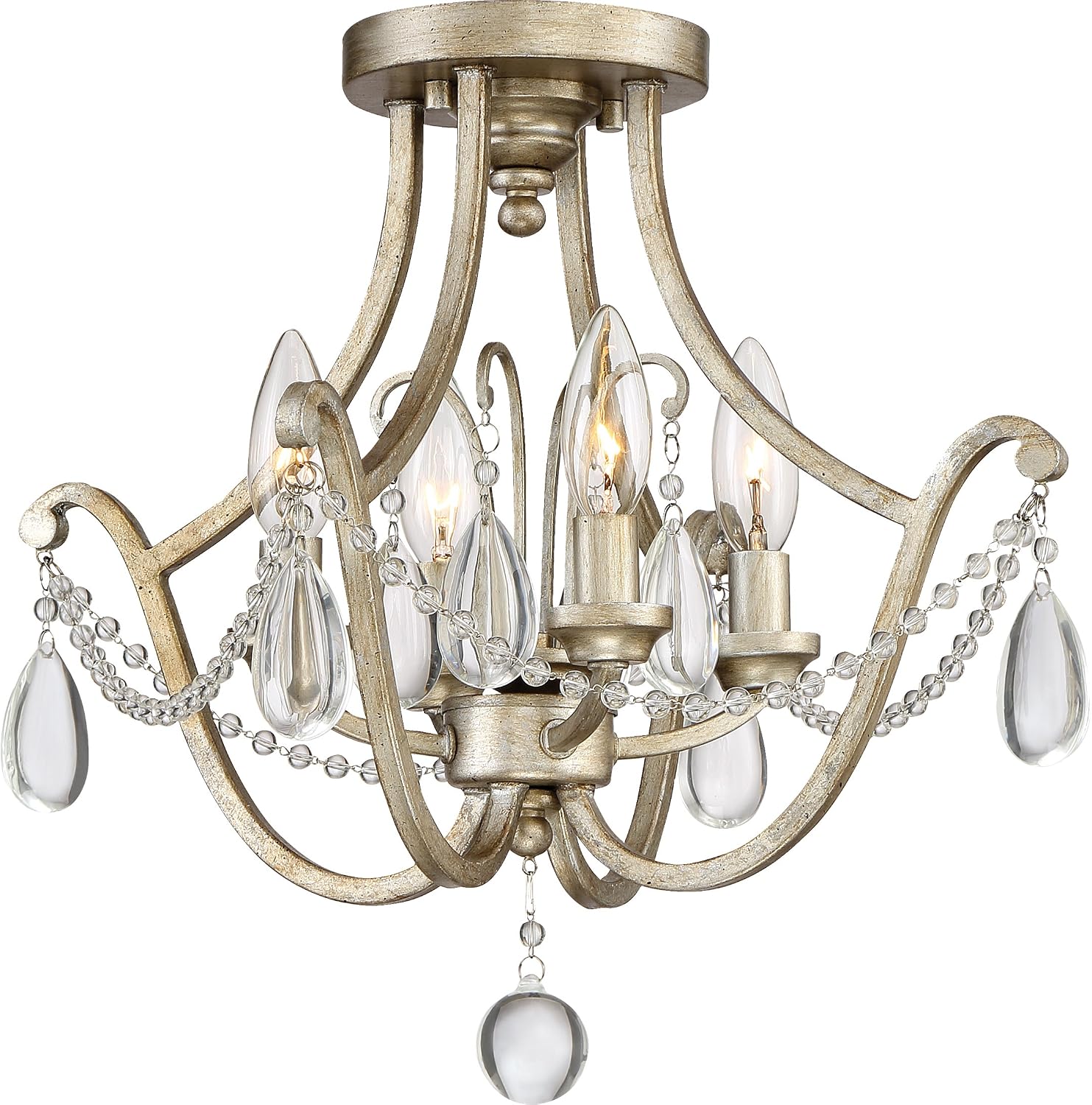 Quoizel Regent 4-Light Vintage Gold Semi-Flush Mount Light