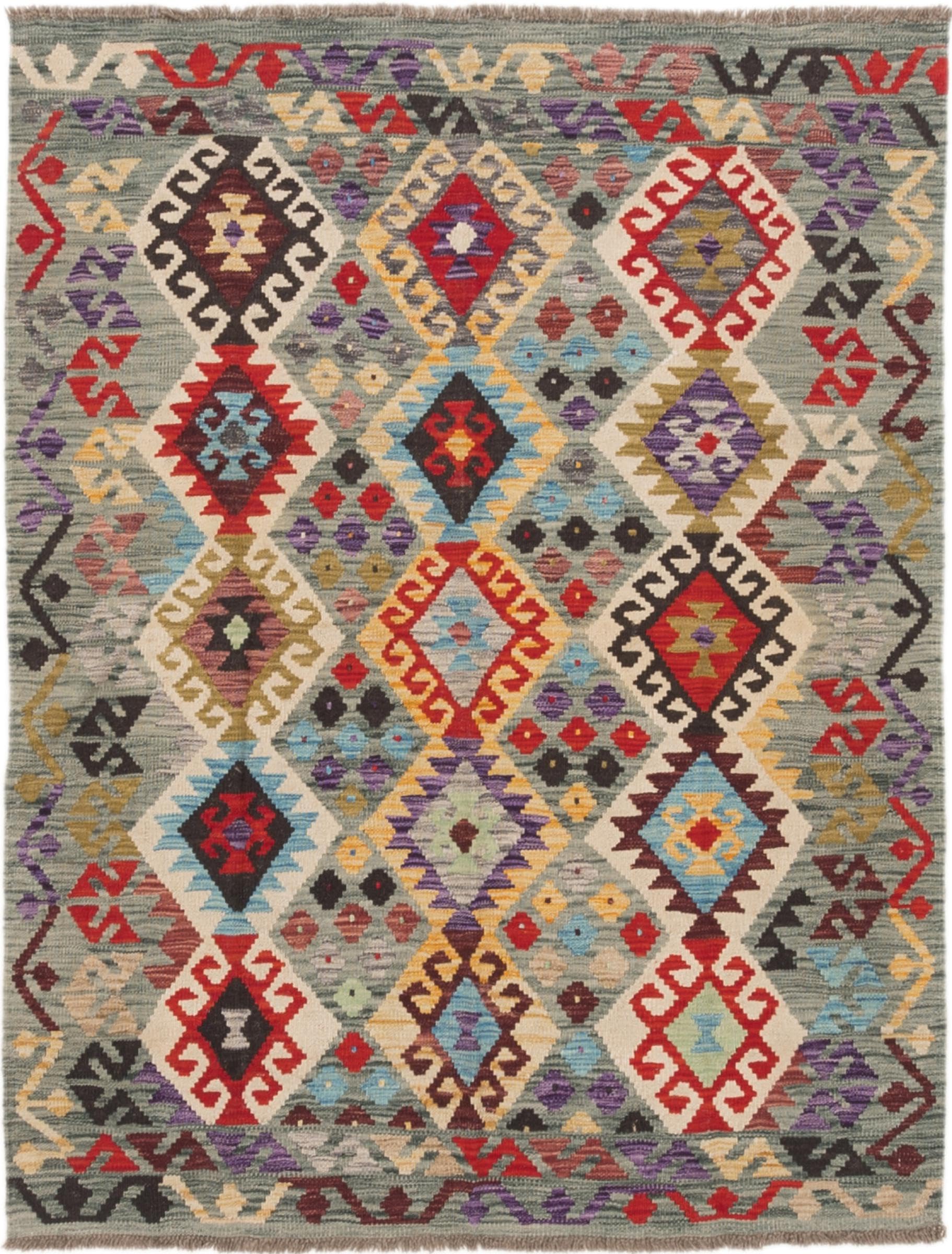 Tapis laine Kilim Afghan 136x175 pour réchauffer une chambre