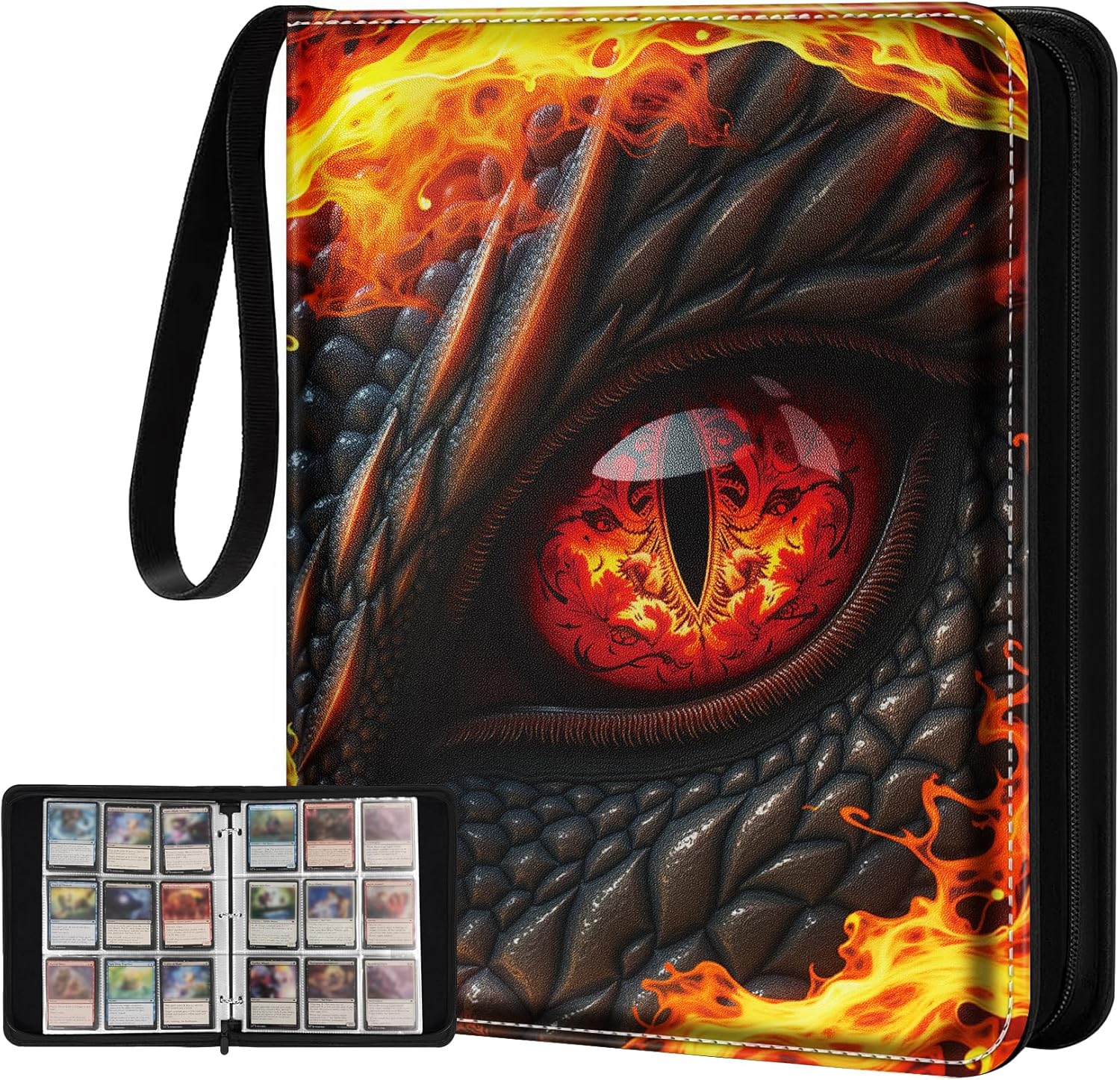 for 9 Pocket Card Binder for MTG, TCG, Game Cards Holds 900 Cards - Large Capacity Trading Card Collection Album Folder with Zipper for Men Boys Teens Flower Design for Sports Card
