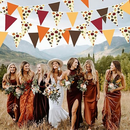 Miniatura 54 de Pancarta de otoño de 32 pies, bandera triangular, banderines de tela, banderines para decoración de otoño feliz otoño, día de Acción de Gracias